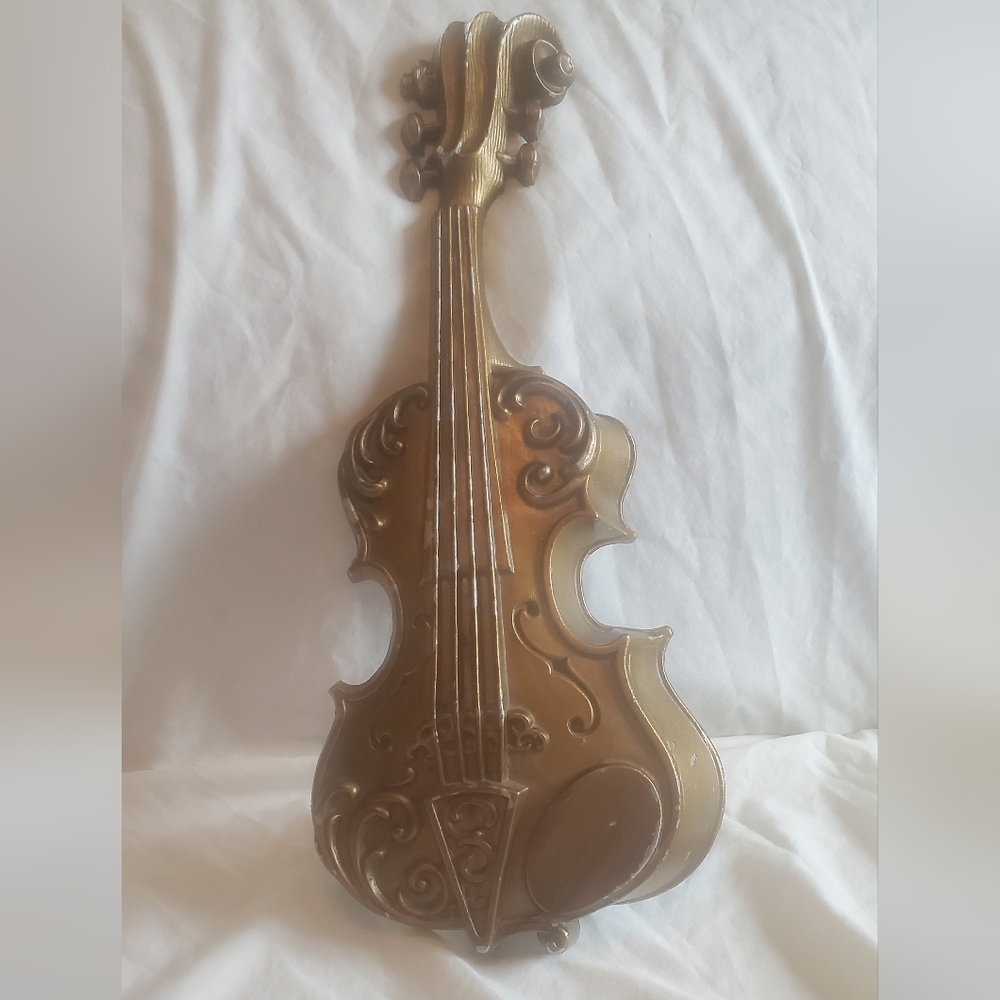 Sexton Vtg 1975 Cast Aluminum Distressed Painted Violin Made For HODA USA Retro